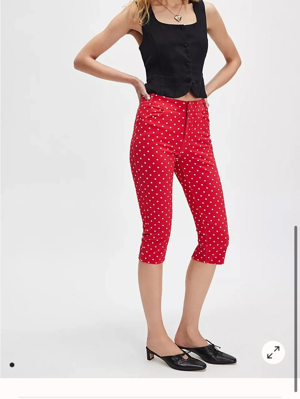 Free People Red Polka Dot Capris NWT